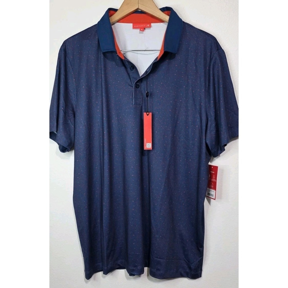 NEW Redvanly Men XL Belmont Admiral Golf Polo Performance Shirt Blue Navy